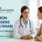 Common allergens in Abu Dhabi including dust and pollen explained by a homeopathy doctor during patient consultation at Rise and Shine Medical Centre